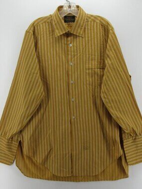 VINTAGE Brent Shirt 16 1/2 70s Leisure Pinstripe French Cuffs Large *